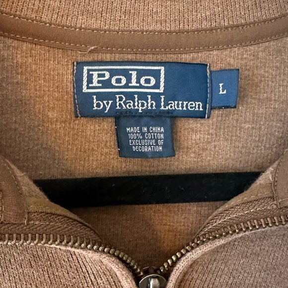 POLO Ralph Lauren Vintage Brown Quarter Zip Sweater - Size Large - Picture 4 of 4